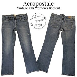 VTG‎ Aeropostale Jeans Womens 11/12 Med Wash Chelsea Bootcut low-rise Y2k Preppy